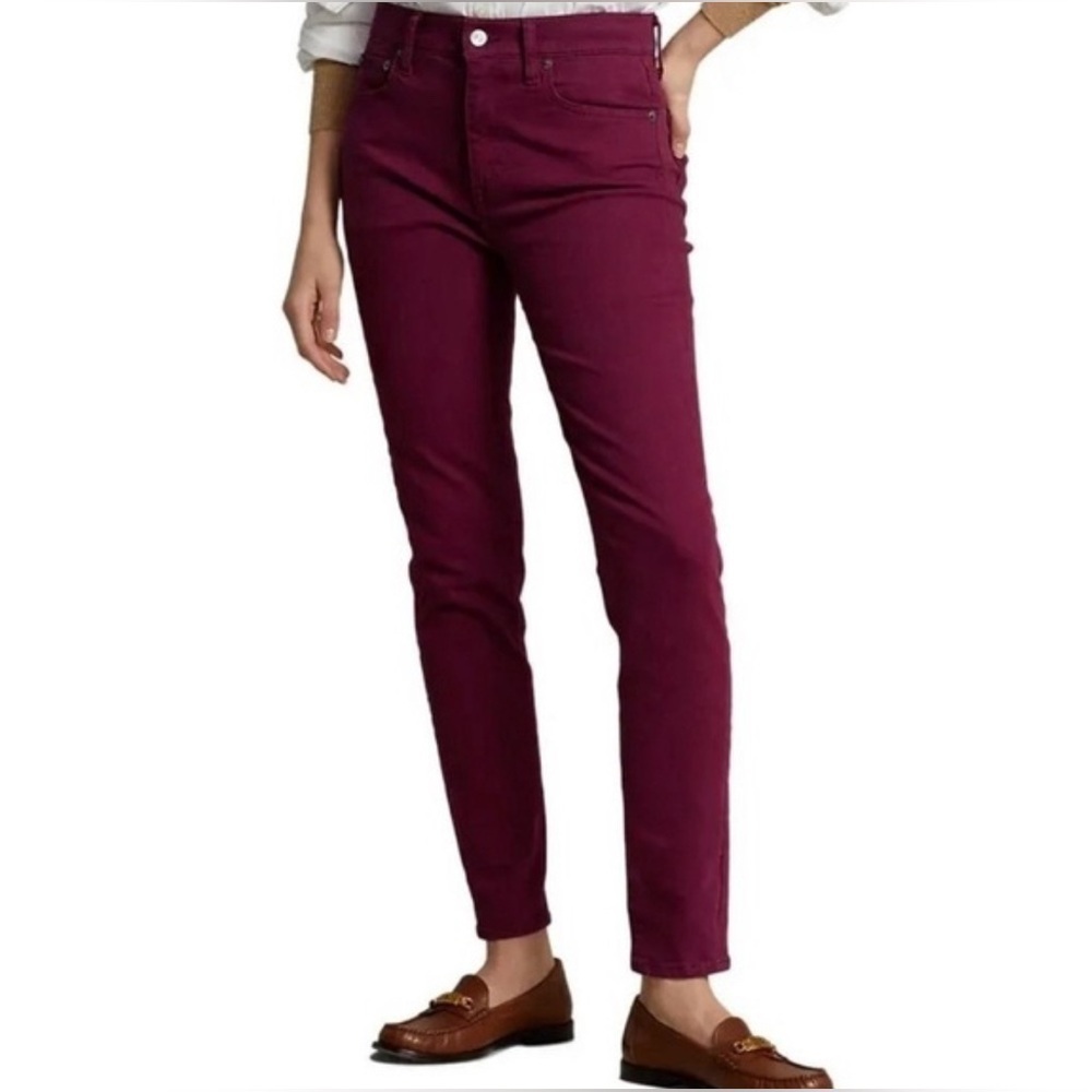 Ralph Lauren Women's Burgundy The Tompkins Skinny Jeans. Size-30